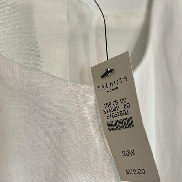 Talbot's Woman 20W White 100% Linen Peplum Blazer Jacket White Party NWT - Picture 3 of 10
